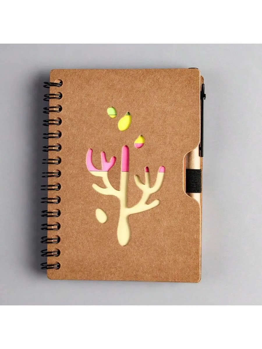 100-Page Softcover Spiral Notebook For Horizontal Sketching, Memo, Journal, Stationery Office And School Supplies, With Pen