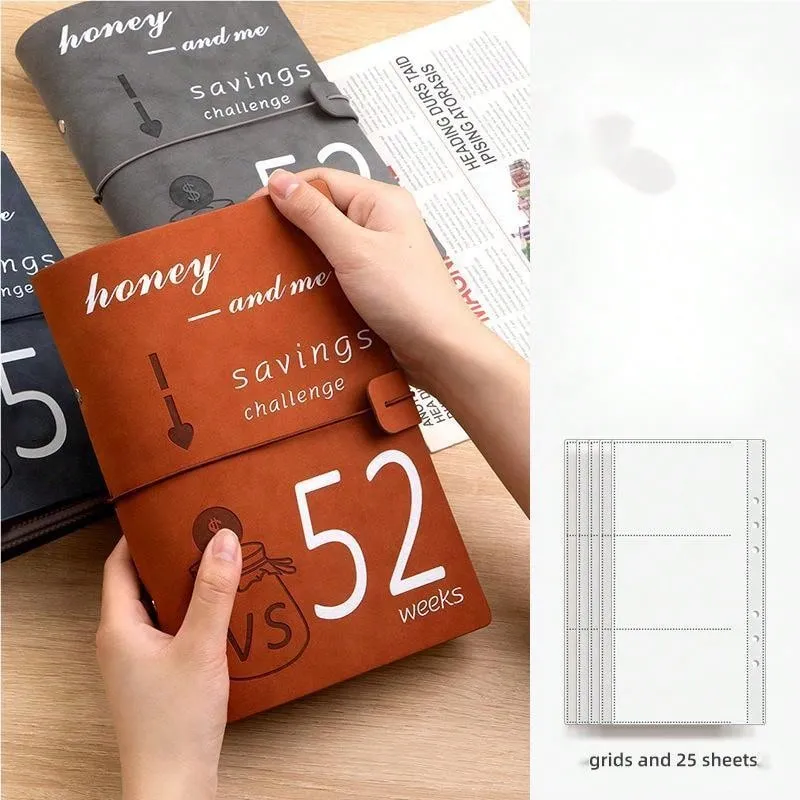 1pc 52 Weeks Challenge Binder, Couples Money Saving Budget Notebook