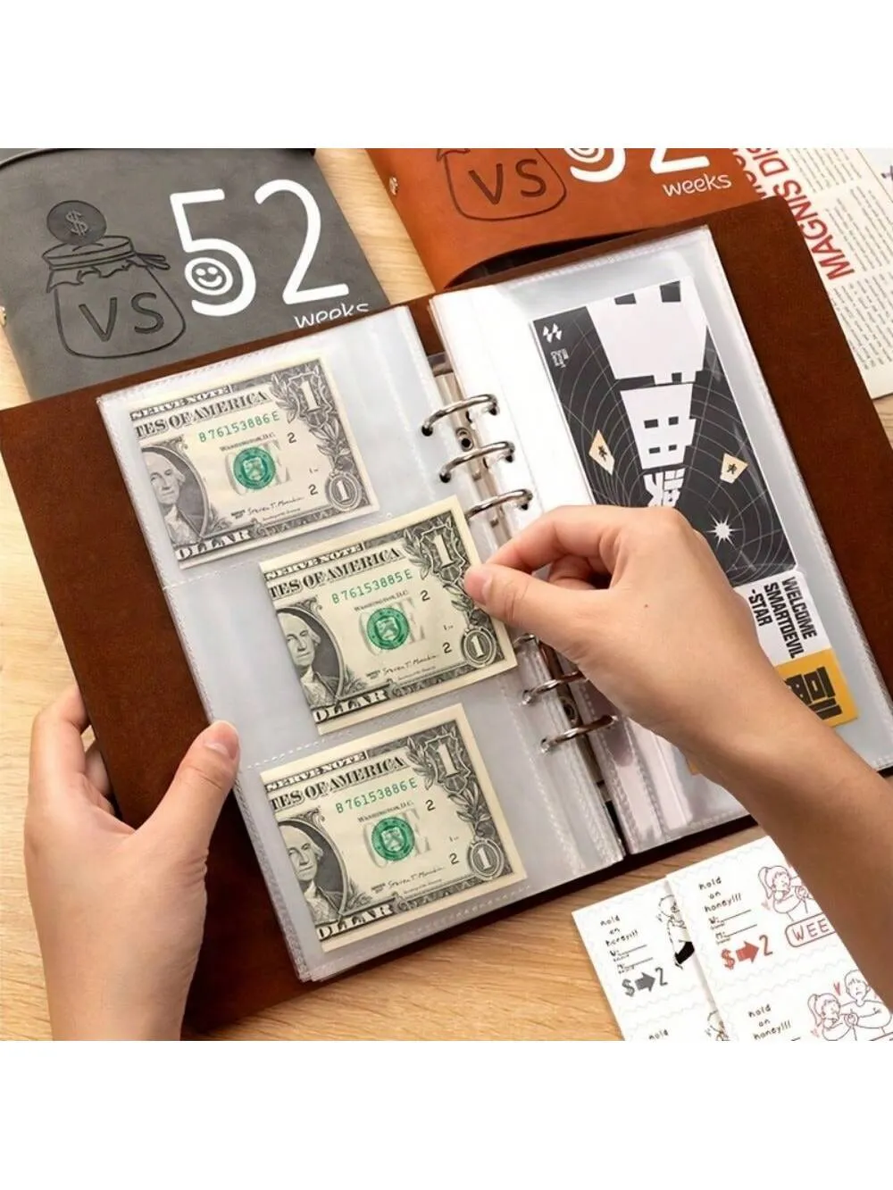 1pc 52 Weeks Challenge Binder, Couples Money Saving Budget Notebook