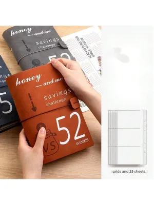 1pc 52 Weeks Challenge Binder, Couples Money Saving Budget Notebook