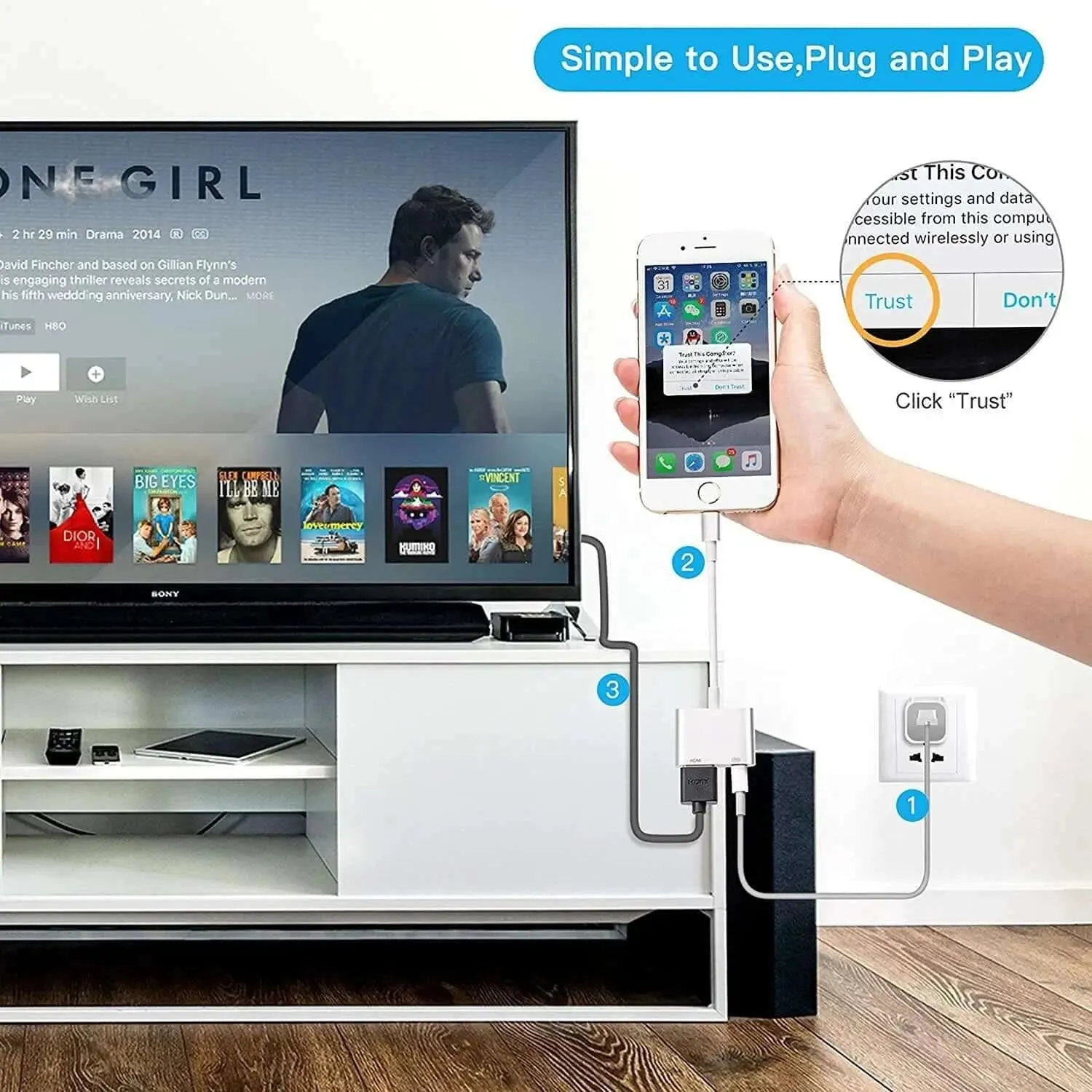 2 In1 Lighting To HDMI Adapter For iPad iPhone to TV/Projector/Monitor