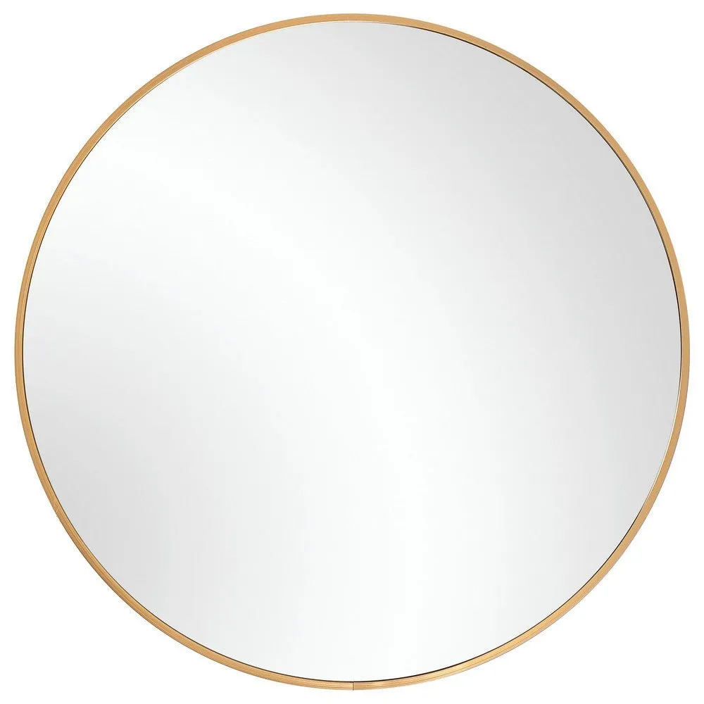 24 Inches Round Shape Sleek Metal Frame Mirror, Gold By Casagear Home