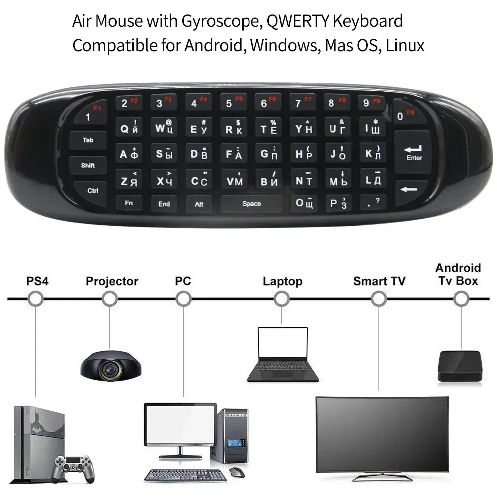 2.4G Wireless Keyboard Mouse For Android Tv Box - C120 Fly Air Mouse - Russian / Spanish
