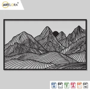 2D Modern Art Mountain Laser Cutting Design