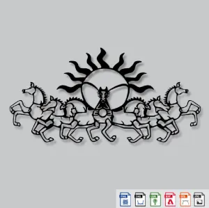 2D Modern Art Seven Horses Laser cutting design
