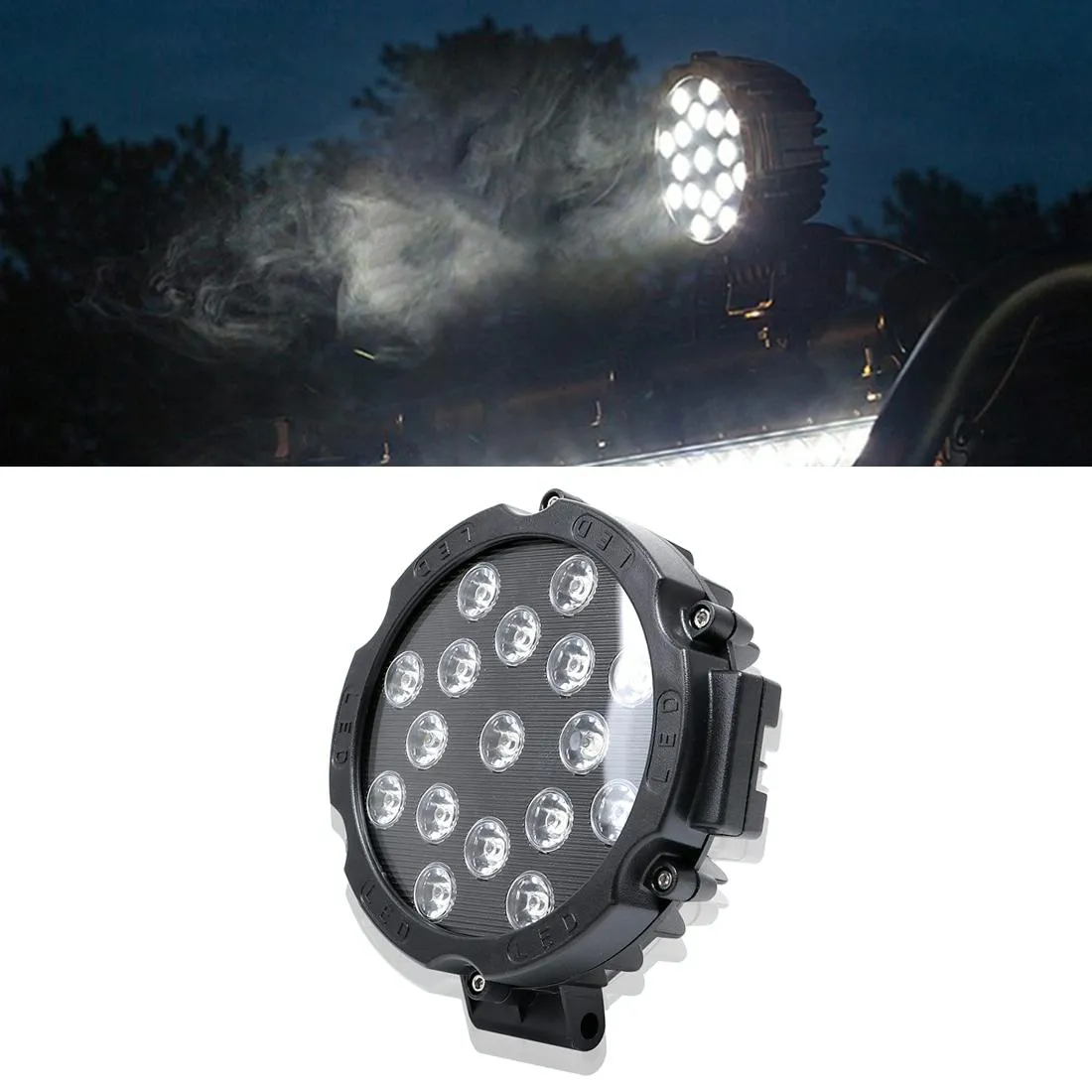 2x 3500LM LED Work Lights | 6500K | 17 LEDs | Waterproof | Car, Boat, Marine | Spotlight Bulbs | 30° Adjustable | DC 10-30V | Red