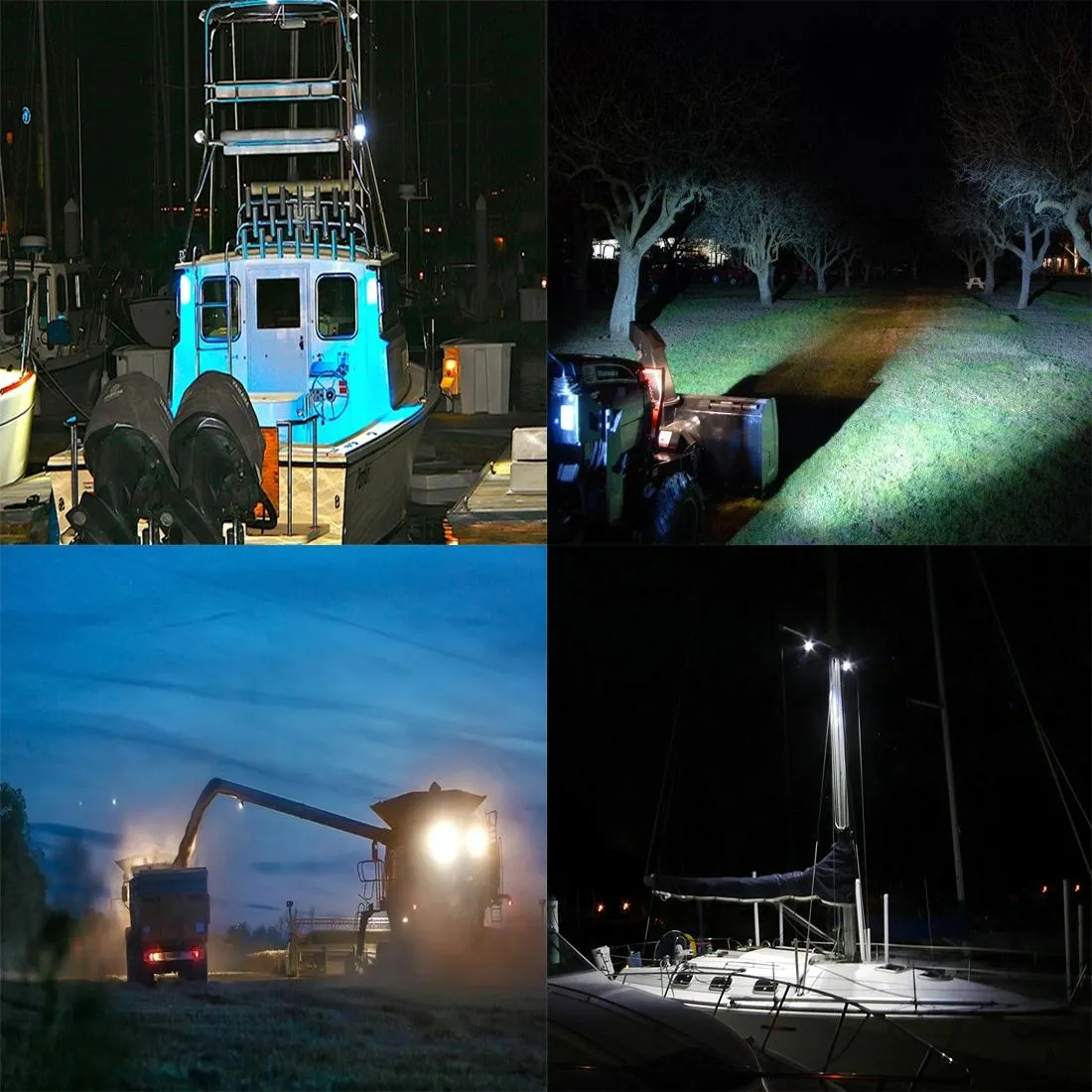 2x 3500LM LED Work Lights | 6500K | 17 LEDs | Waterproof | Car, Boat, Marine | Spotlight Bulbs | 30° Adjustable | DC 10-30V | Red