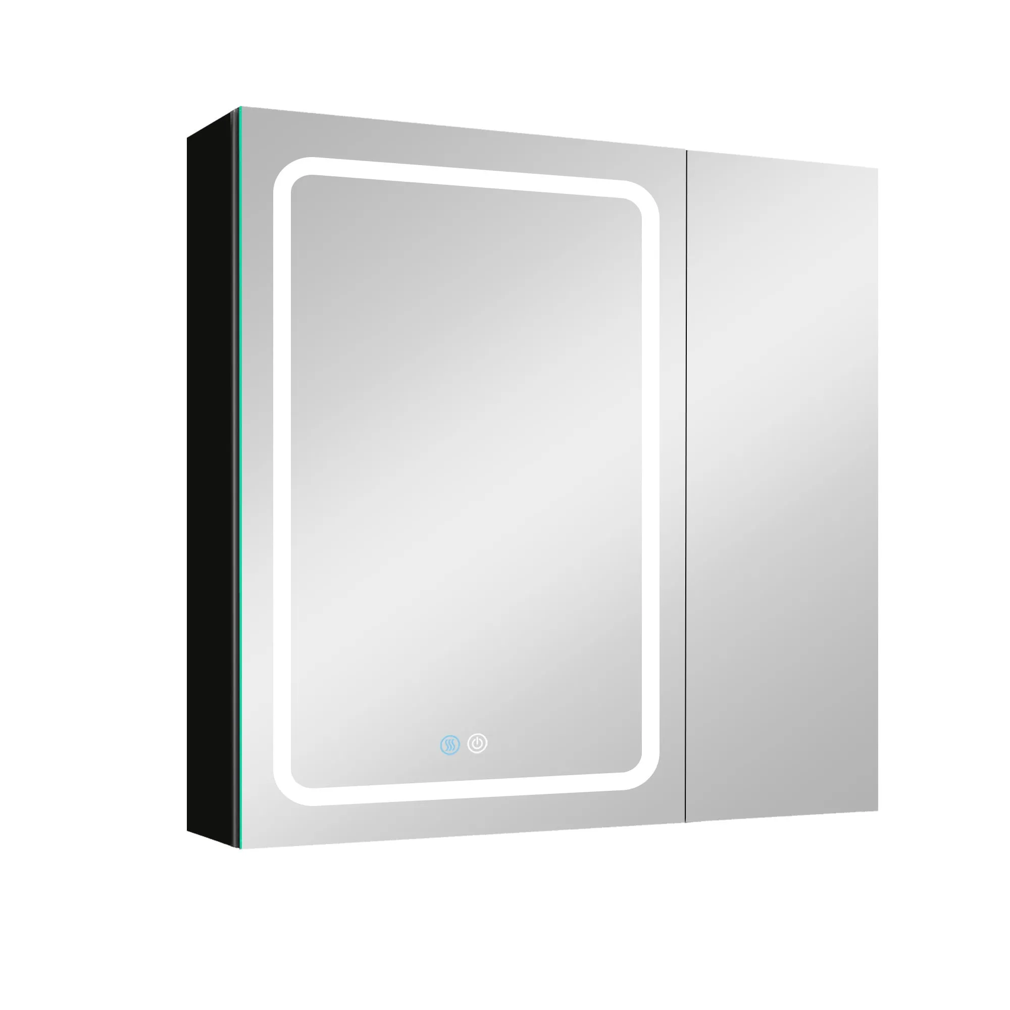 30x30 Inch LED Bathroom Medicine Cabinet Surface Mount Double Door Lighted Medicine Cabinet, Medicine Cabinets for Bathroom with Mirror Defogging Dimmer Black