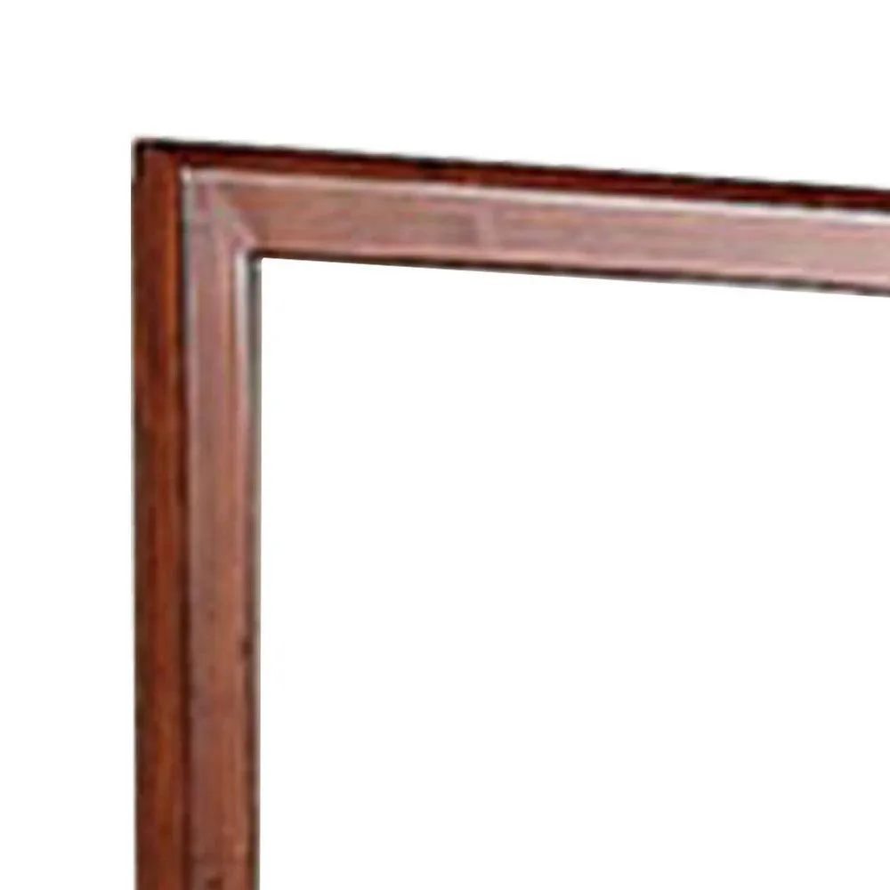 36 Inches Rectangular Wood Encased Mirror, Brown By Casagear Home
