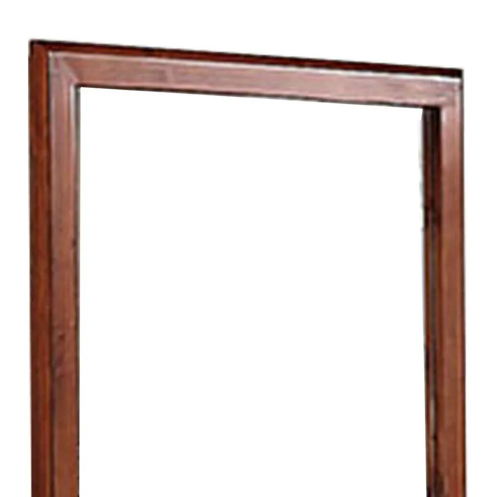 36 Inches Rectangular Wood Encased Mirror, Brown By Casagear Home