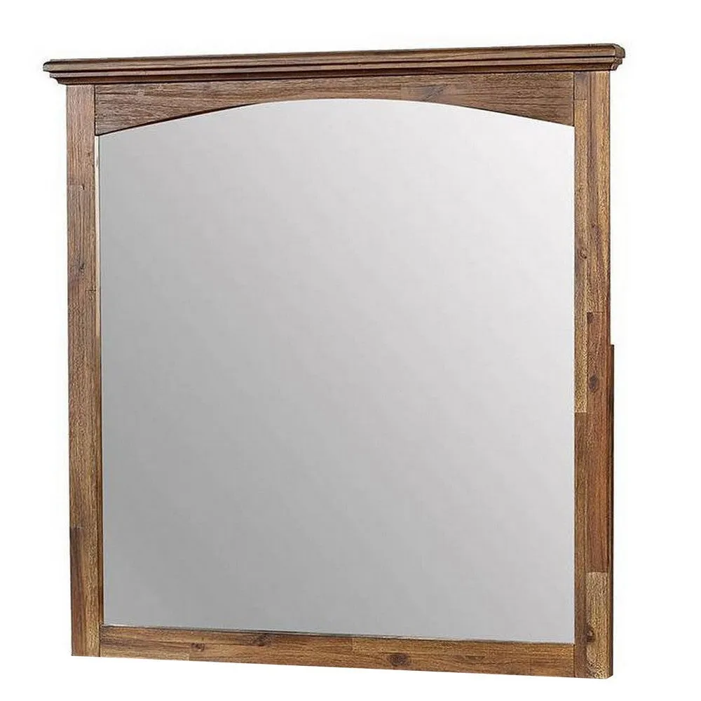 37 Inch Transitional Style Wooden Frame Mirror, Dark Oak By Casagear Home