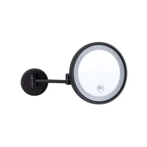 3X Black Magnifying Round Mirror With Light