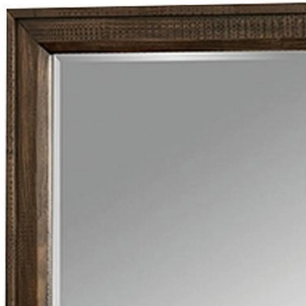 42 Inch Rectangular Wooden Frame Transitional Mirror, Brown By Casagear Home