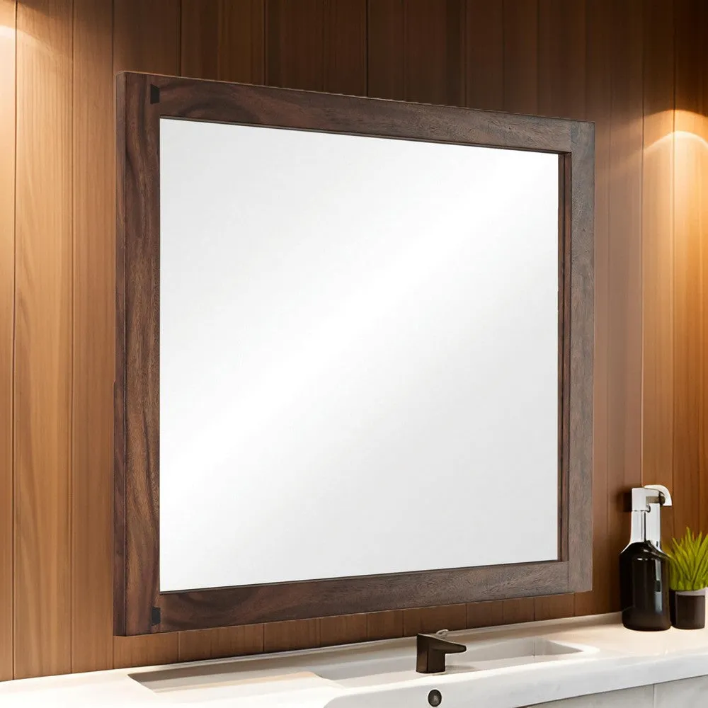 44 Inch Rectangular Wood Frame Mirror, Brown By Casagear Home