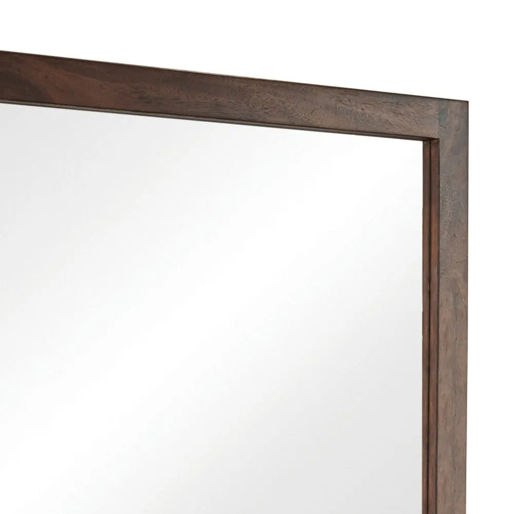 44 Inch Rectangular Wood Frame Mirror, Brown By Casagear Home