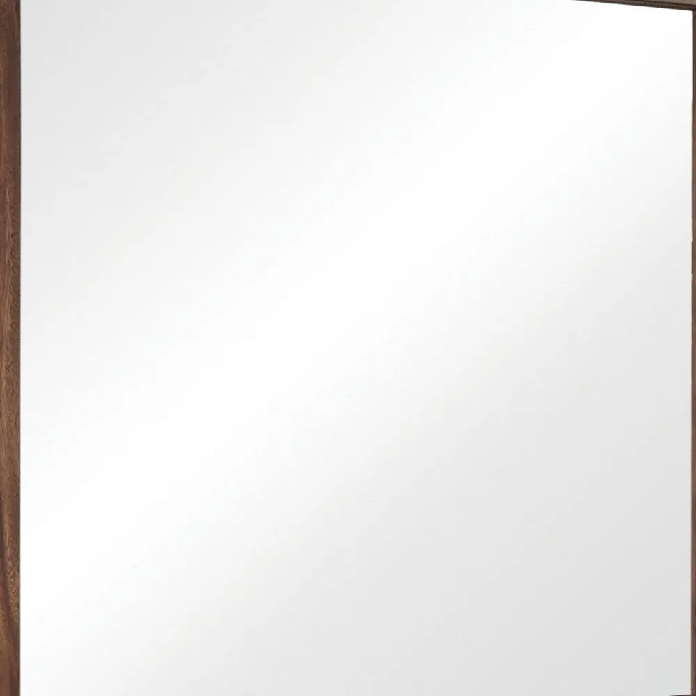 44 Inch Rectangular Wood Frame Mirror, Brown By Casagear Home