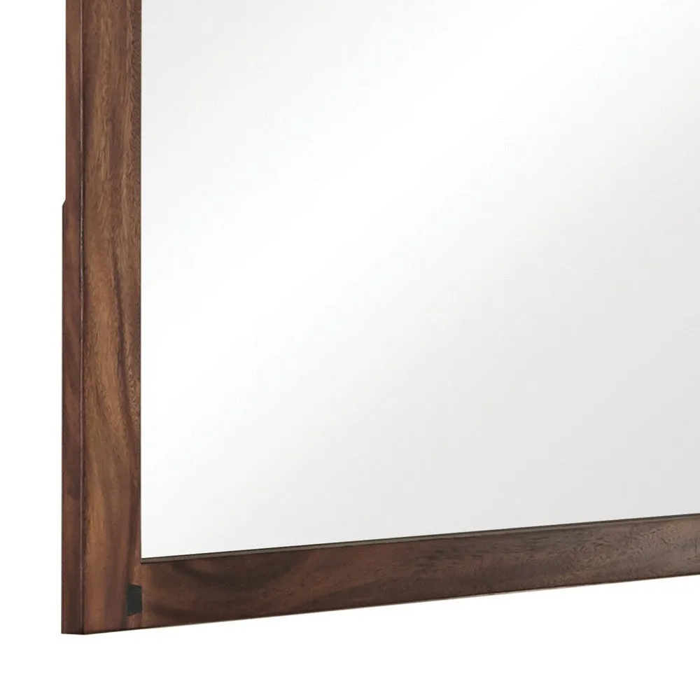 44 Inch Rectangular Wood Frame Mirror, Brown By Casagear Home