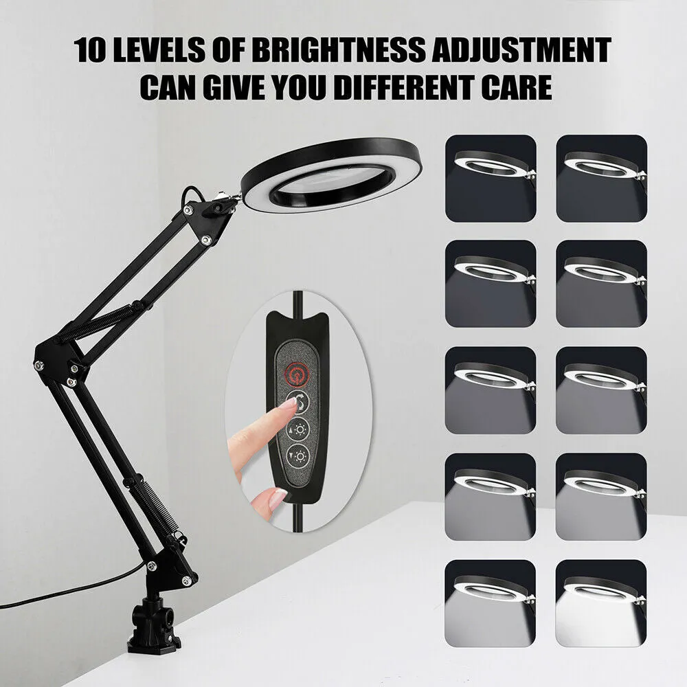 5X Magnifying Lamp Desk Table Glass | Salon Tattoo Magnifier | Light Clamp Light | USB
