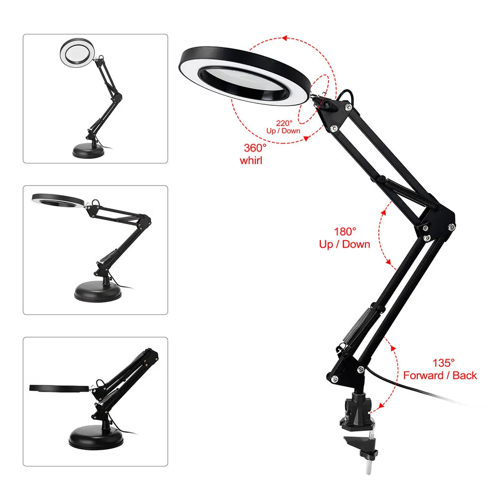 5X Magnifying Lamp Desk Table Glass | Salon Tattoo Magnifier | Light Clamp Light | USB