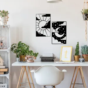 Abstract Metal Art: Captivating Sun and Moon Design for Modern Home Decor and Housewarming Gifts