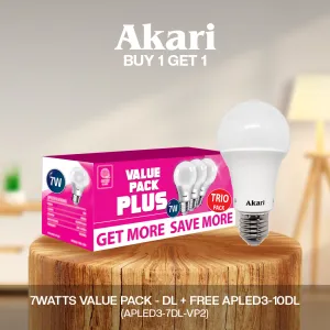 Akari B1G1:  LED Premiere Bulb 7Watts Value Pack - Daylight   FREE APLED3-7DL