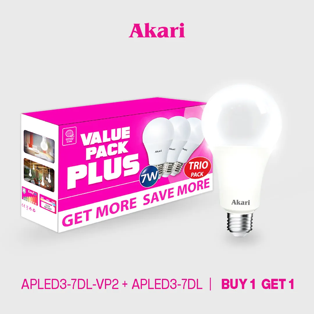 Akari B1G1:  LED Premiere Bulb 7Watts Value Pack - Daylight   FREE APLED3-7DL