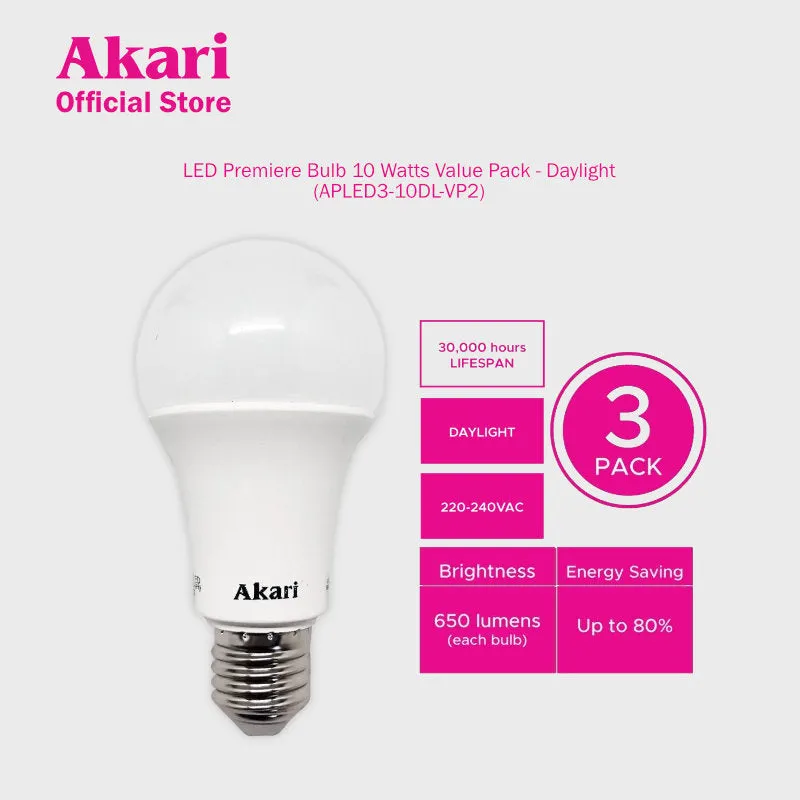Akari B1G1:  LED Premiere Bulb 7Watts Value Pack - Daylight   FREE APLED3-7DL