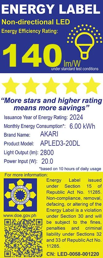 Akari LED Premiere Bulb 20 Watts - Daylight (APLED3-20DL)