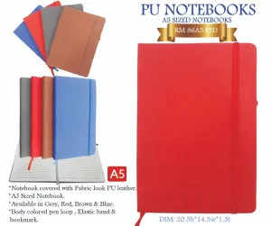 AMS-RM 86 - A5 size PU covered notebooks (fabric look)