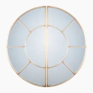 Antique Gold Metal 2 Half Moon Section Wall Mirror