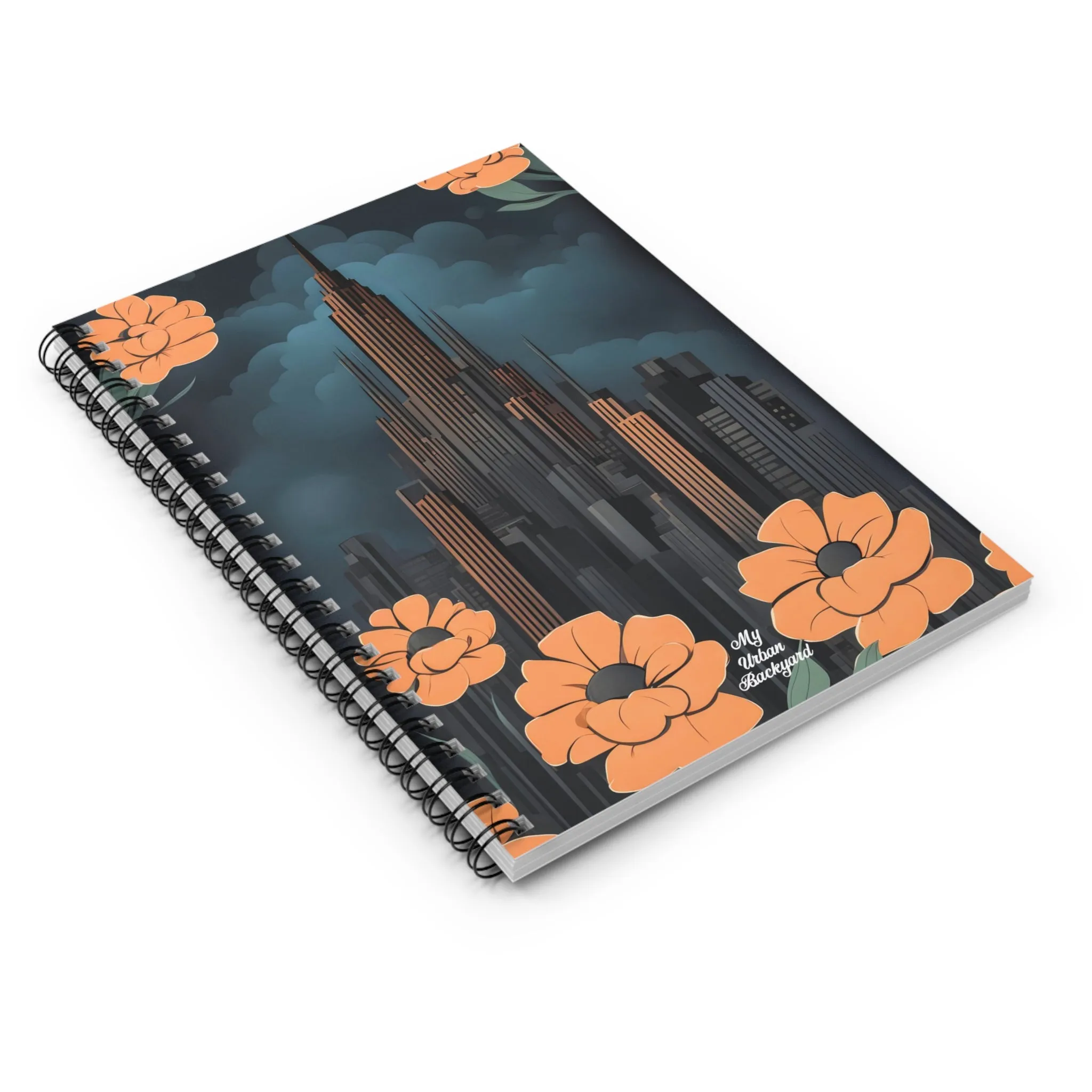 Art Deco Building and Flowers, Spiral Notebook Journal - Write in Style