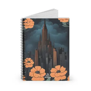 Art Deco Building and Flowers, Spiral Notebook Journal - Write in Style