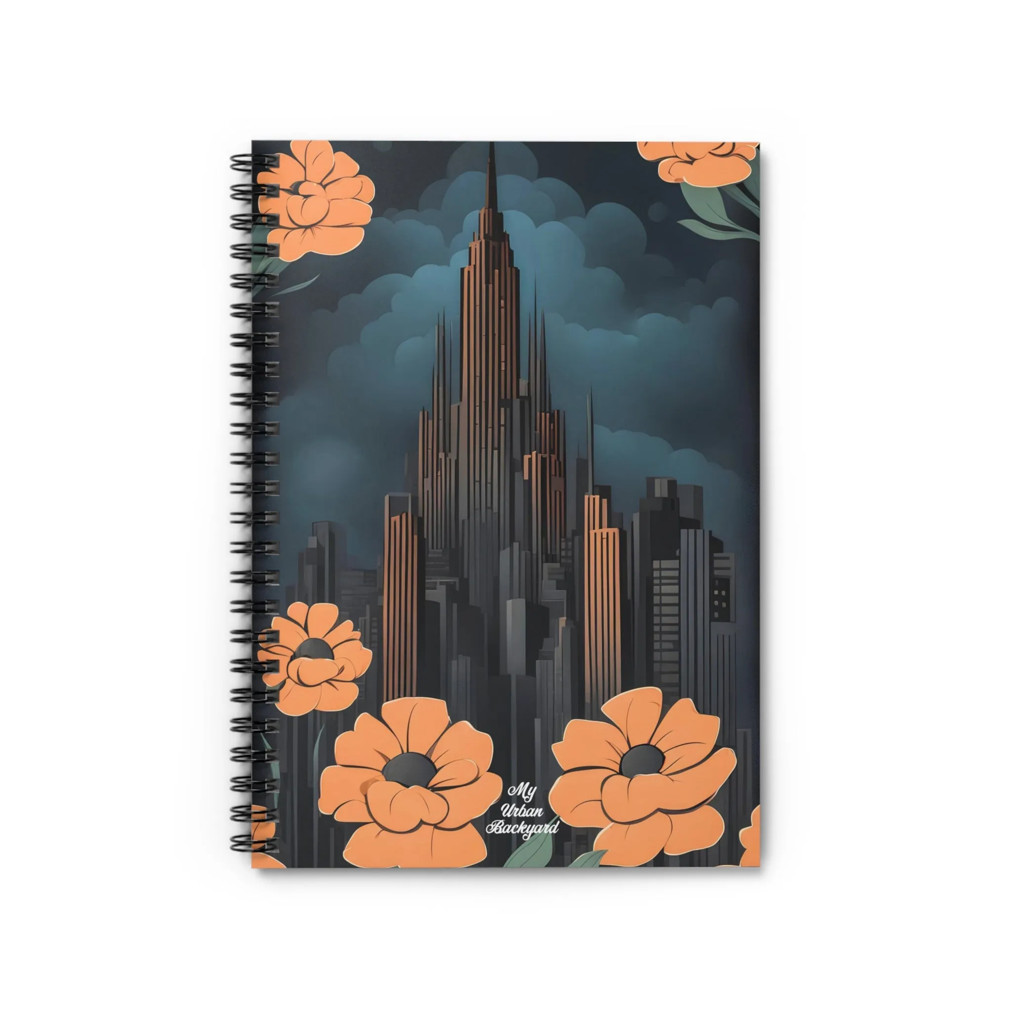 Art Deco Building and Flowers, Spiral Notebook Journal - Write in Style