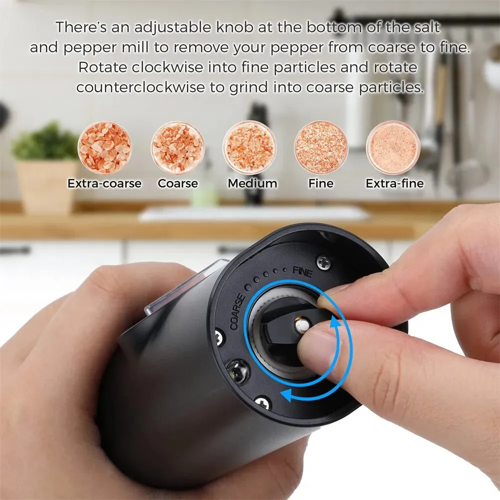 Automatic Electric Battery Powered Salt and Pepper Grinder with Adjustable Gadget