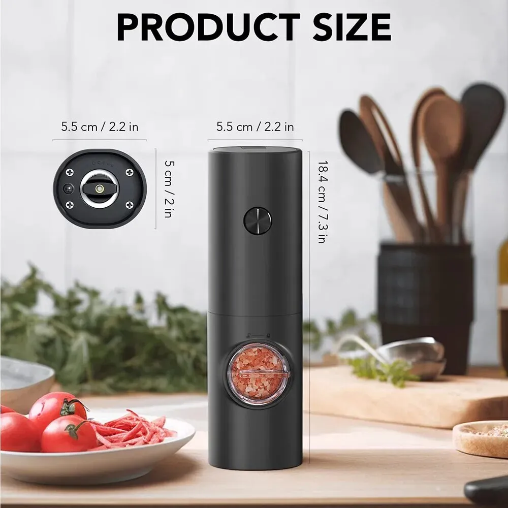 Automatic Electric Battery Powered Salt and Pepper Grinder with Adjustable Gadget