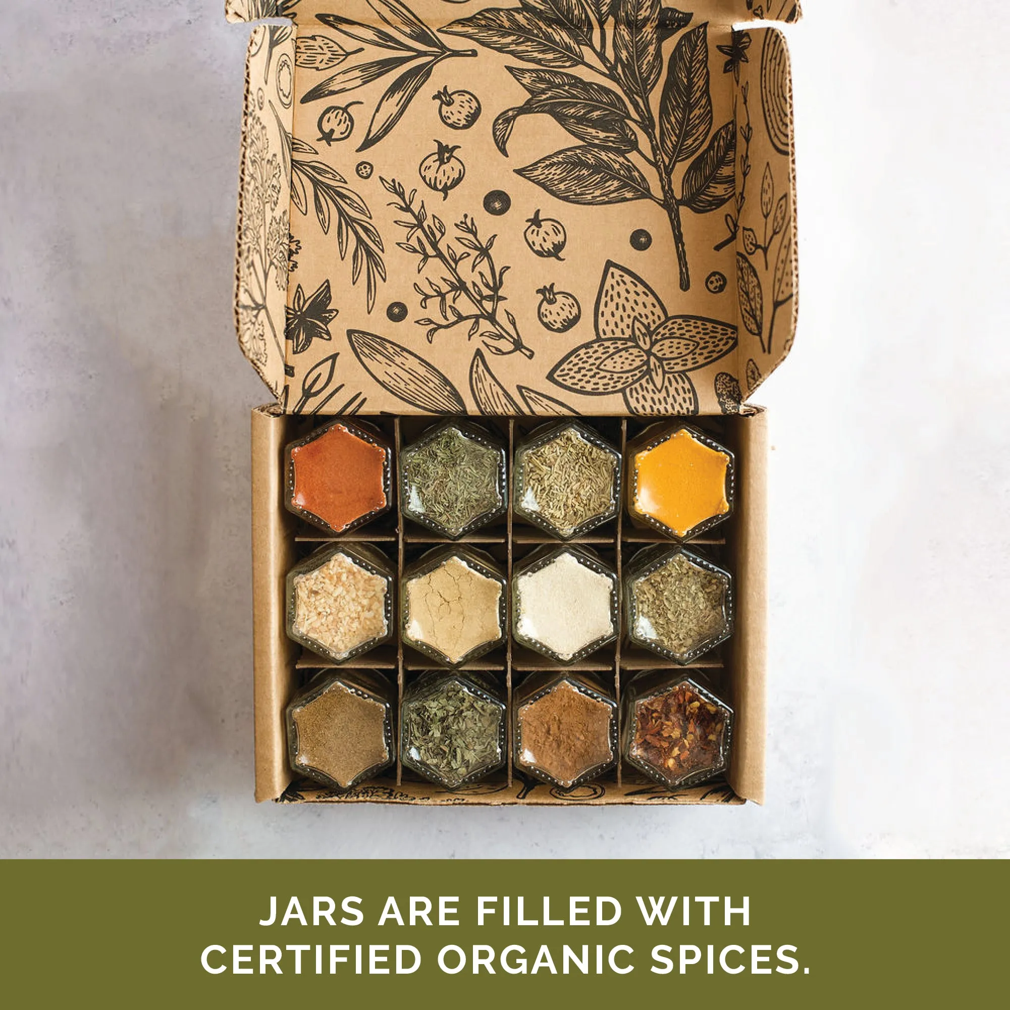 BASIC SPICE BUNDLE: 12 Basic Organic Spices in Magnetic Jars   Spice Tools