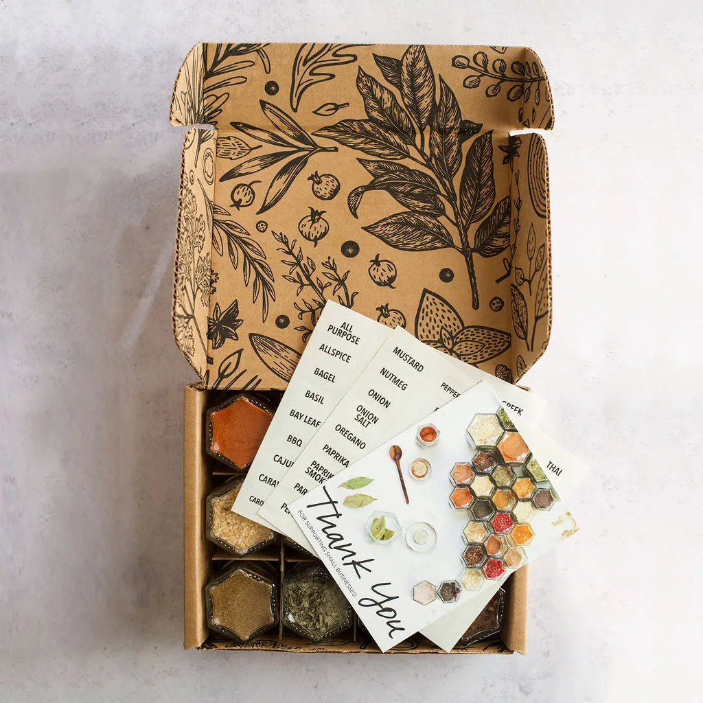 BASIC SPICE BUNDLE: 12 Basic Organic Spices in Magnetic Jars   Spice Tools