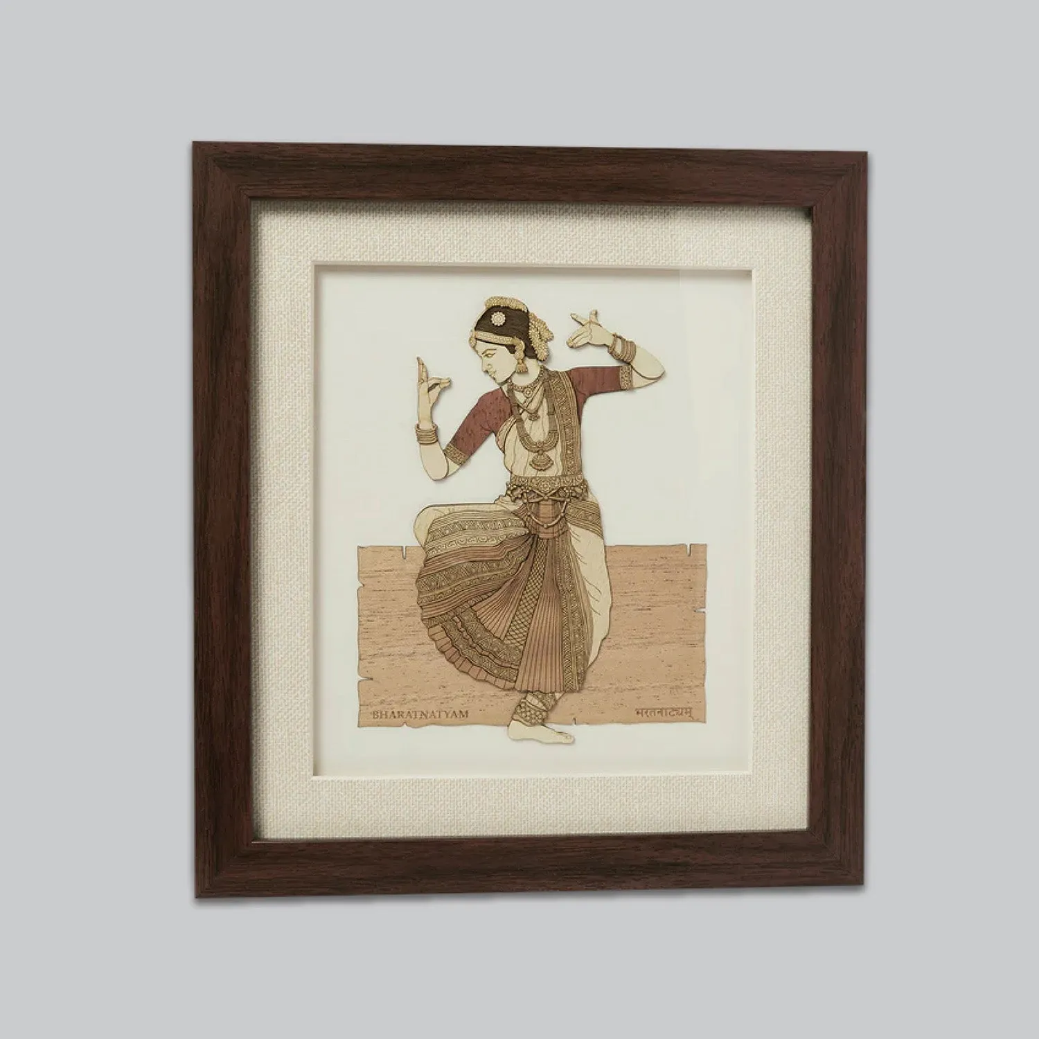 Bharatnatyam Wood Art Frame 9 in x 10 in