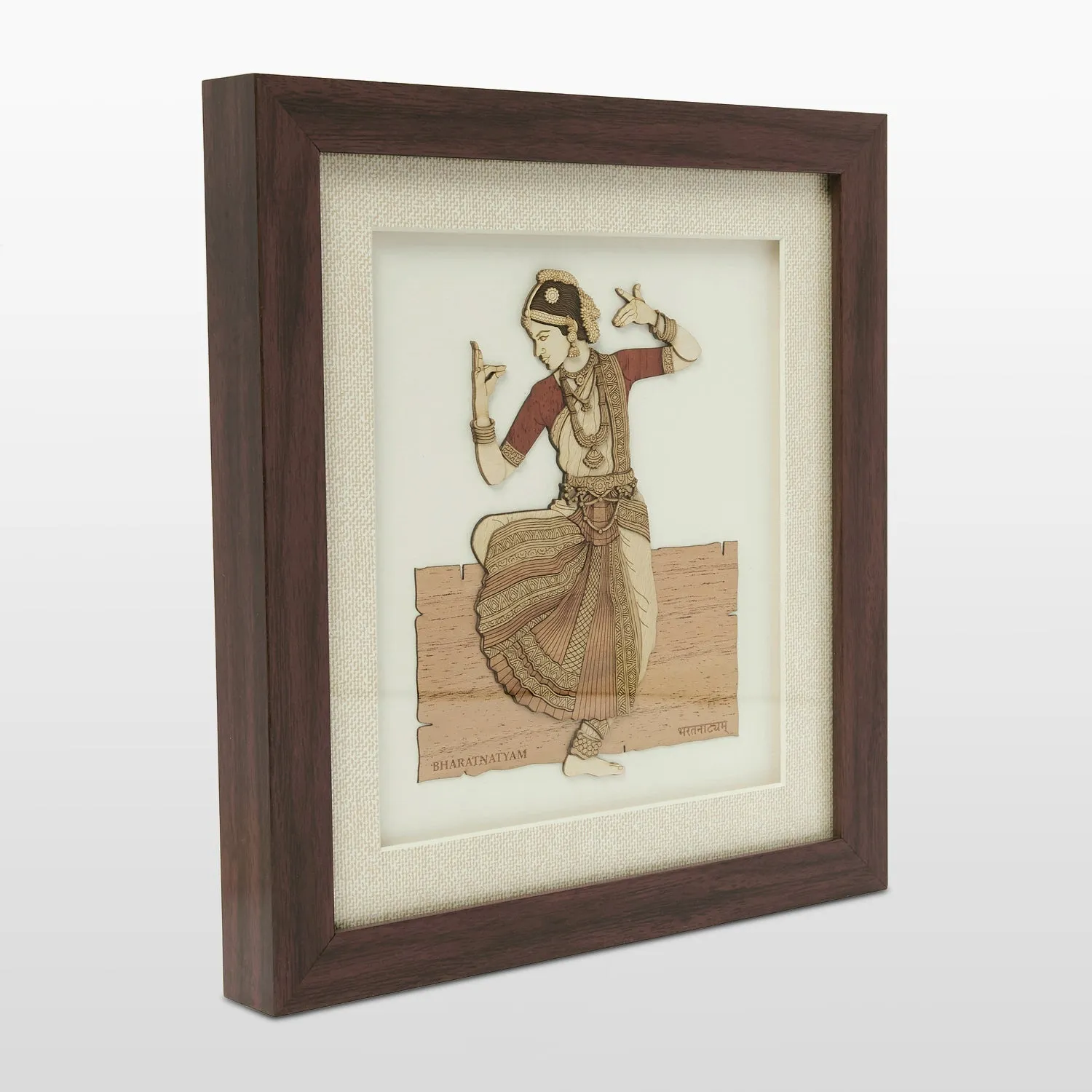 Bharatnatyam Wood Art Frame 9 in x 10 in