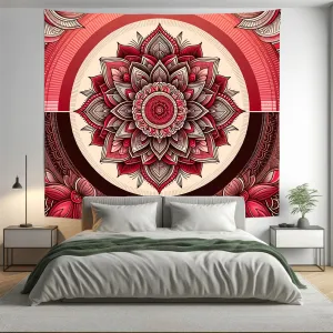 Bohemian Flaming Red Indian Mandala Tapestry Psychedelic Wall Hanging Boho Decor