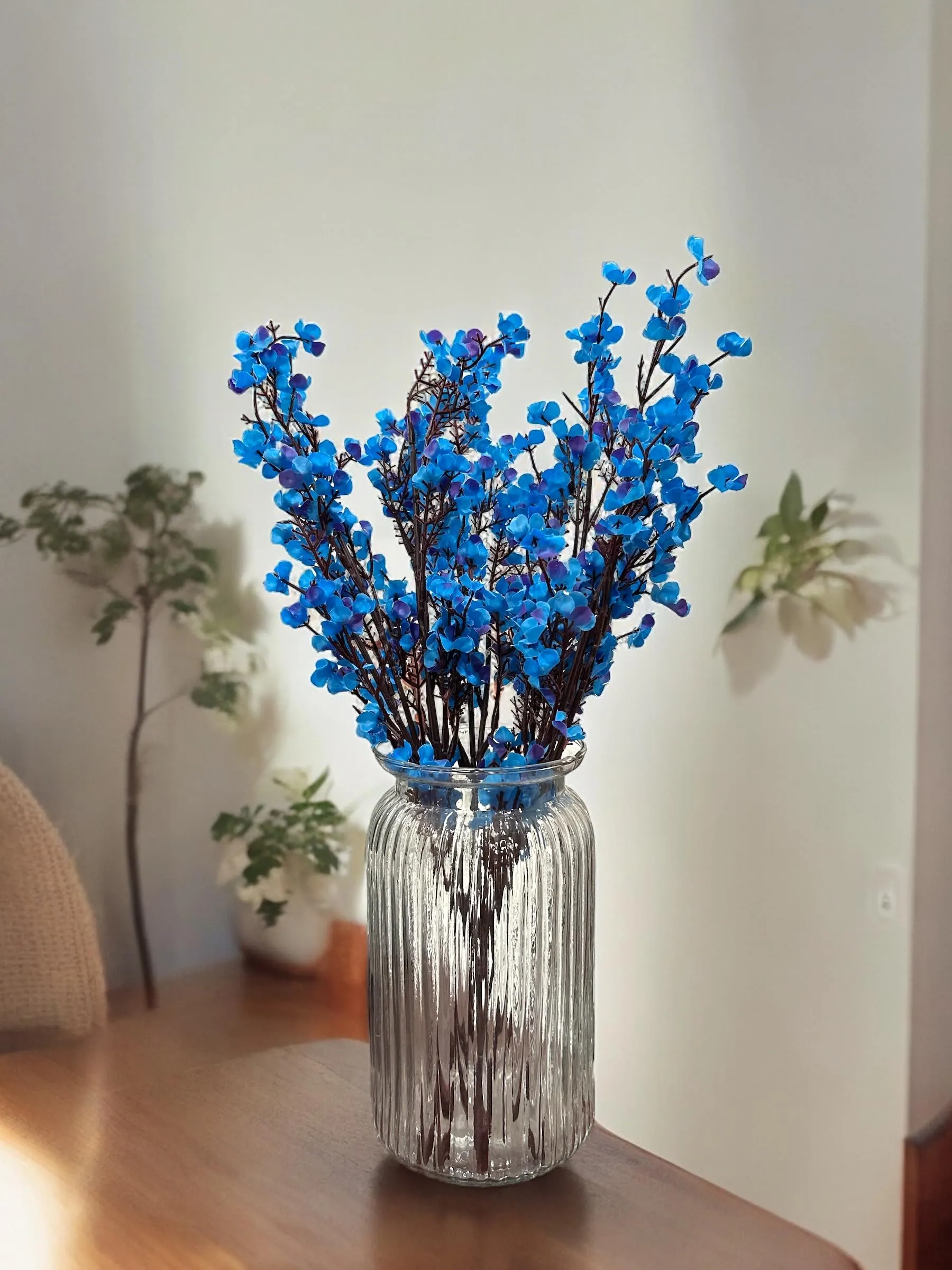BS AMOR Clear Glass Vase for Decor Home Handmade Modern Large Flower Vases for Centerpieces Living Room Kitchen Office Wedding 7.5 Inch (Clear)