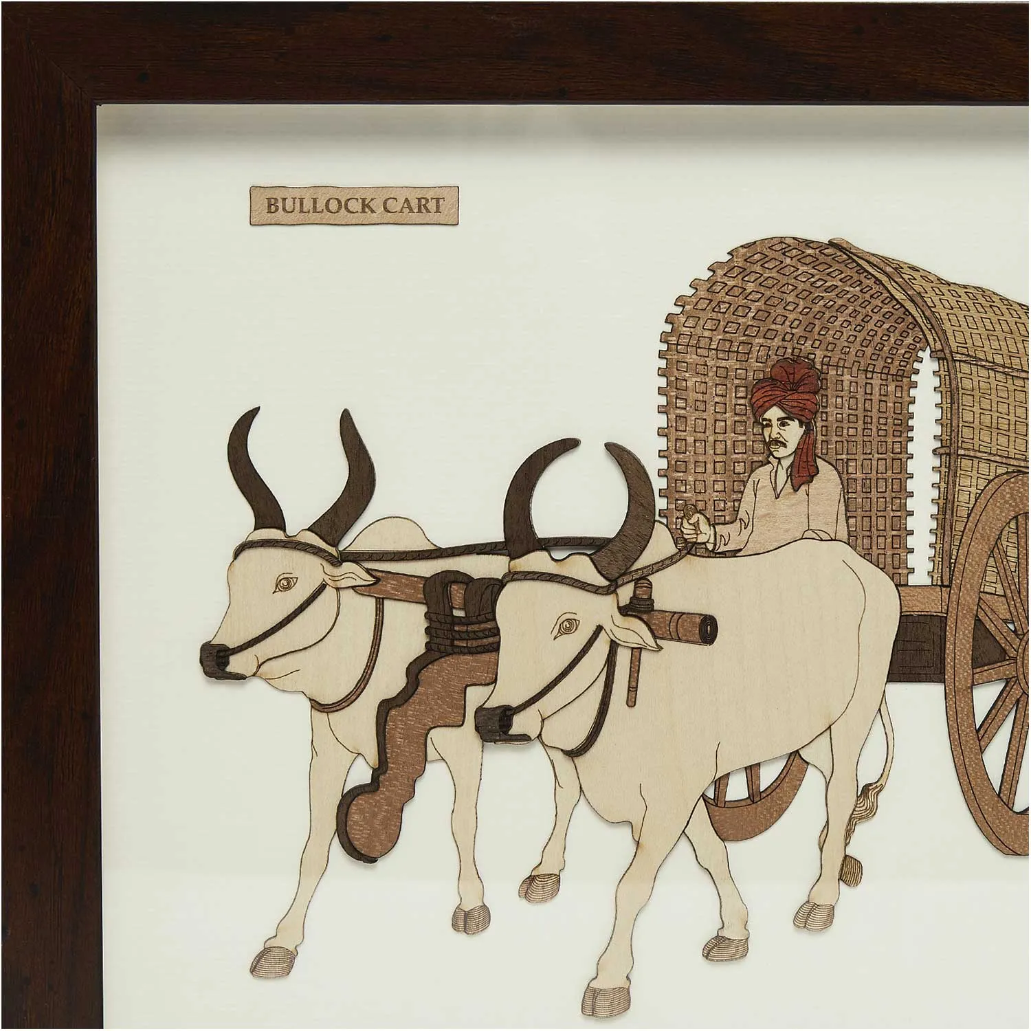 Bullock Cart Wood Art Frame 9 in x 10 in