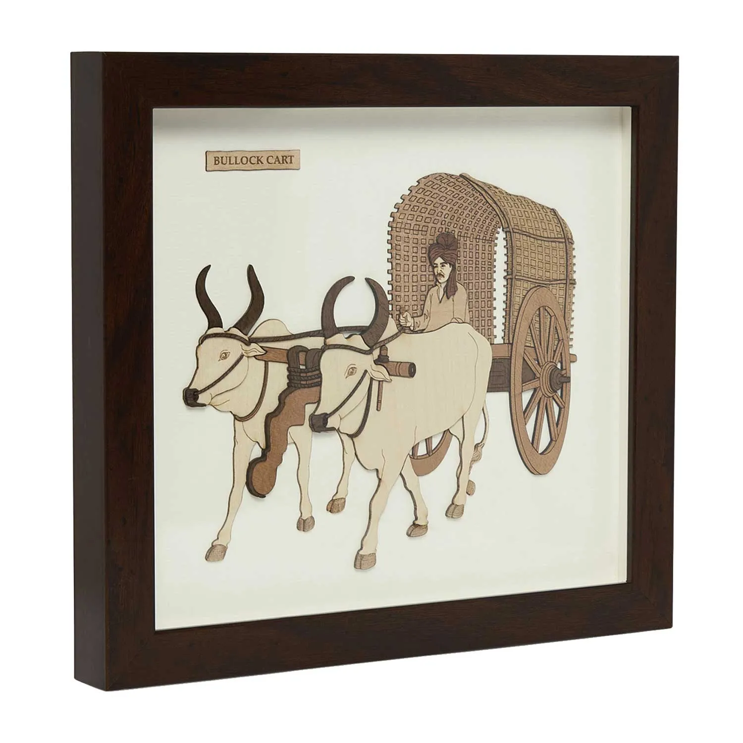 Bullock Cart Wood Art Frame 9 in x 10 in