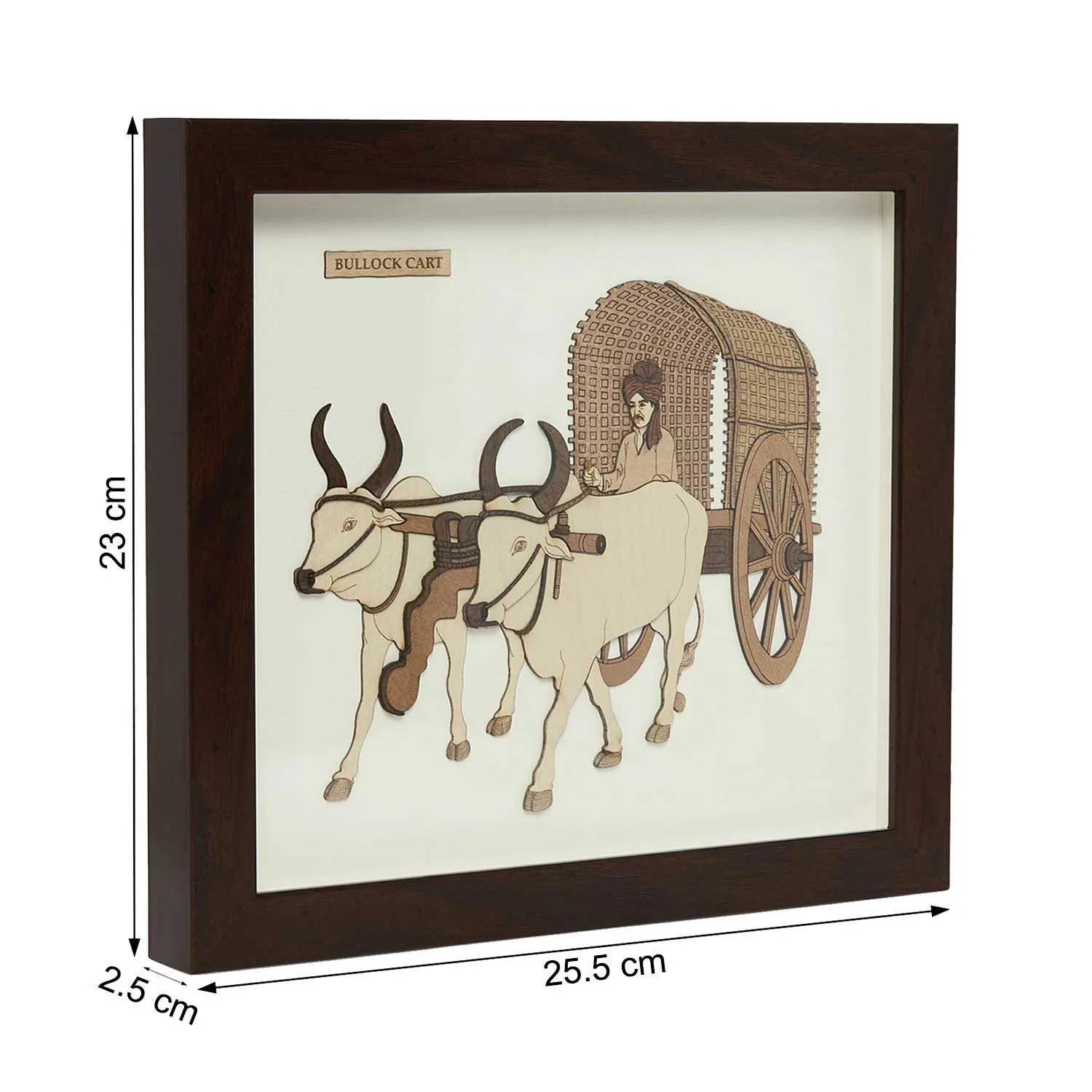 Bullock Cart Wood Art Frame 9 in x 10 in