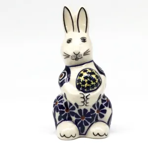 Bunny Holding Easter Egg-Miniature in Peacock