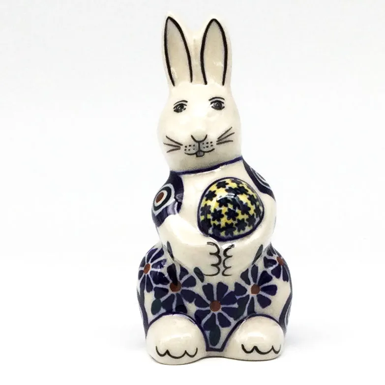 Bunny Holding Easter Egg-Miniature in Peacock