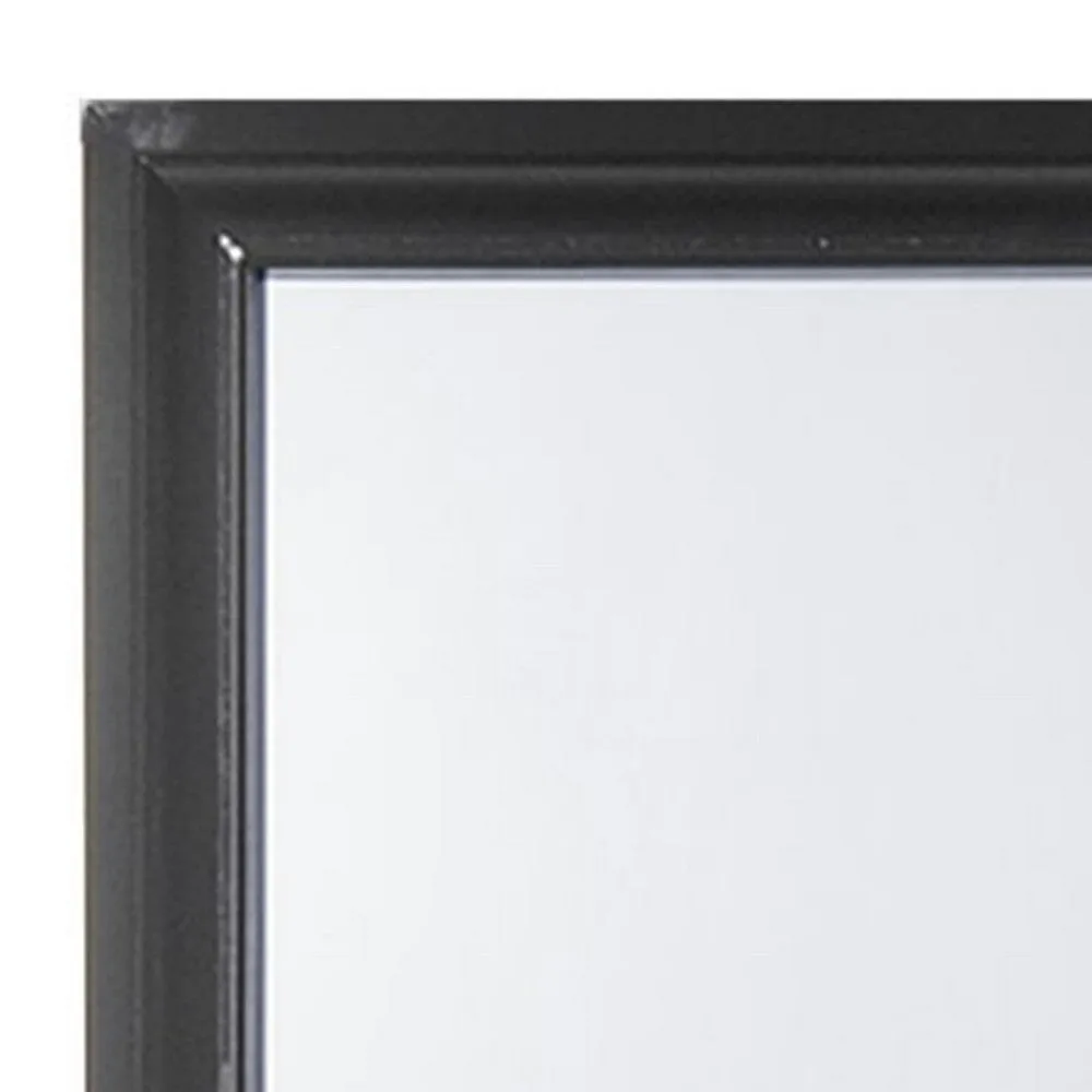 Contemporary Style Wooden Mirror with Raised Frame, Black - BM205585 By Casagear Home