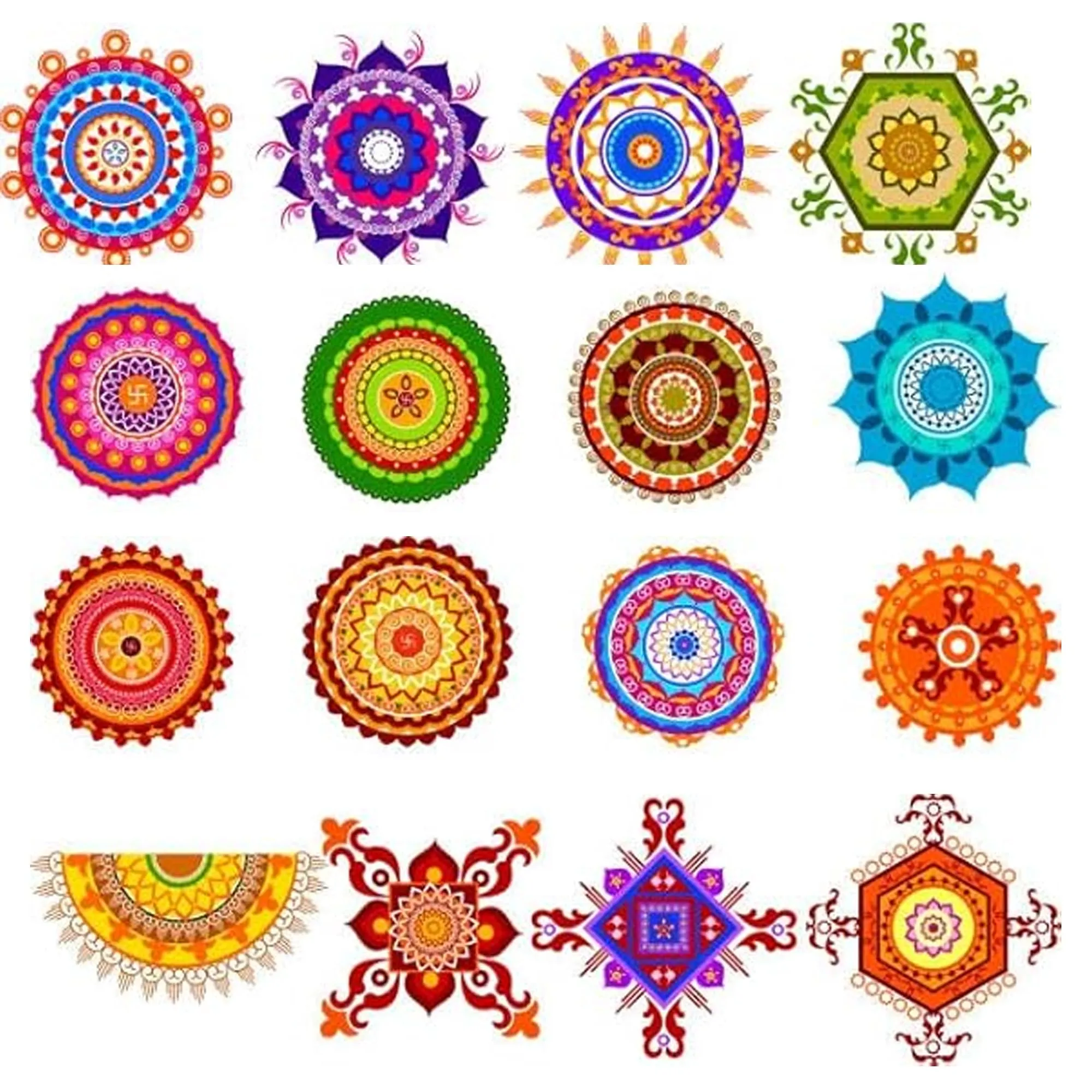 COTTONTEE Rangoli 4 Assorted Rangoli Colour Powder 1 Rangoli Stencil1 Magic Rangoli Make Magic Rangoli Navratri Pongal Diwali puja Mandir Design Rangoli Powder (Disco Rangoli 8 Inch)