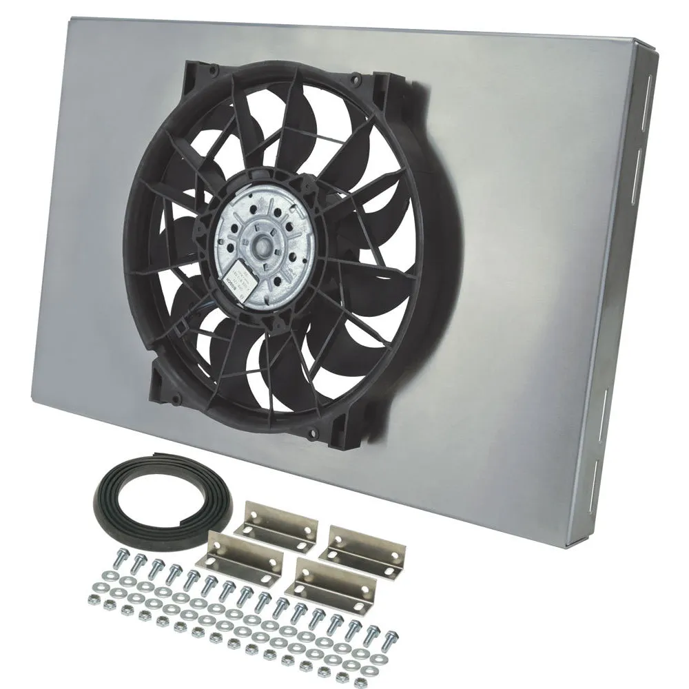 Derale HO RAD 14 in Electric Fan - Puller - 2100 CFM - 12V - Curved Blade - 23-7/16 x 15-7/16 in - 2-3/4 in Thick - Aluminum Shroud