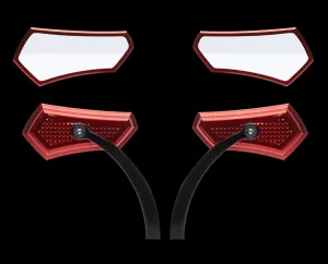Diamond Mirror Red with Black Bracket Motorcycle Mirrors